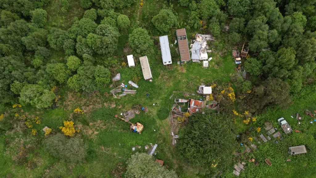 Aerial photography of a scrap yard