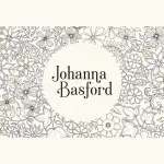 Johanna Basford illustrator logo. Name surrounded by black outlined flowers